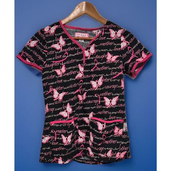 Koi Breast Cancer Support Scrub Top Size XS - Picture 5 of 5
